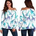 Turquoise Giraffe Pattern Print Off The Shoulder Sweatshirt