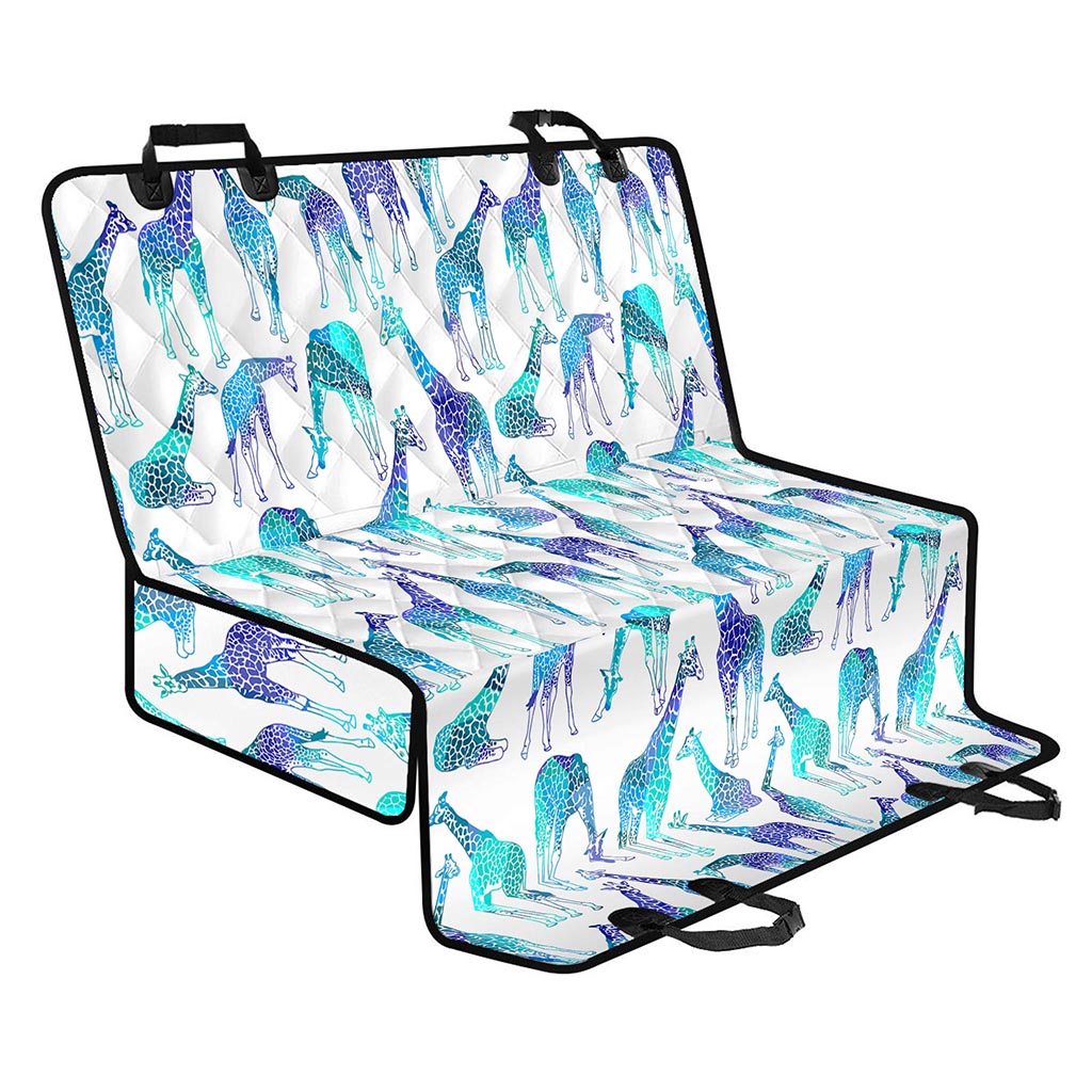 Turquoise Giraffe Pattern Print Pet Car Back Seat Cover