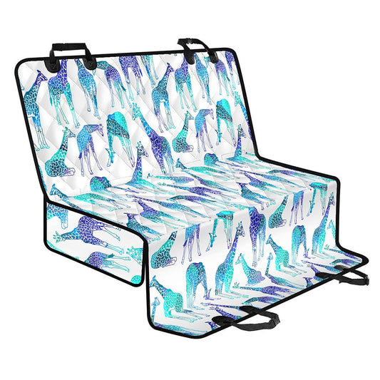Turquoise Giraffe Pattern Print Pet Car Back Seat Cover
