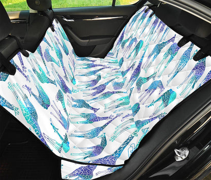 Turquoise Giraffe Pattern Print Pet Car Back Seat Cover