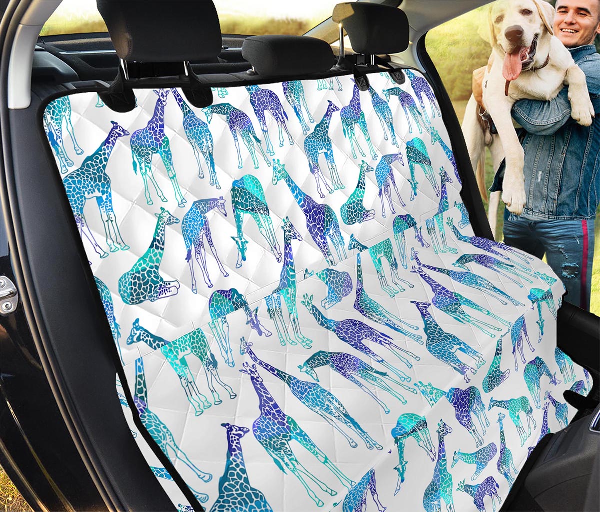 Turquoise Giraffe Pattern Print Pet Car Back Seat Cover