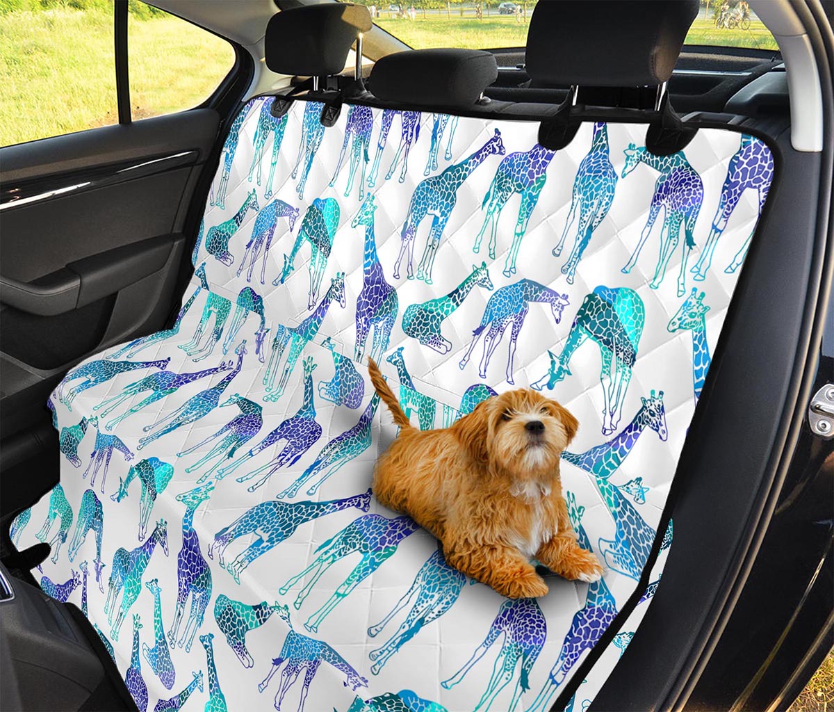Turquoise Giraffe Pattern Print Pet Car Back Seat Cover