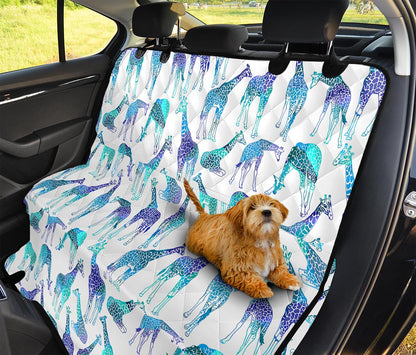 Turquoise Giraffe Pattern Print Pet Car Back Seat Cover