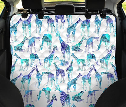 Turquoise Giraffe Pattern Print Pet Car Back Seat Cover