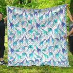 Turquoise Giraffe Pattern Print Quilt