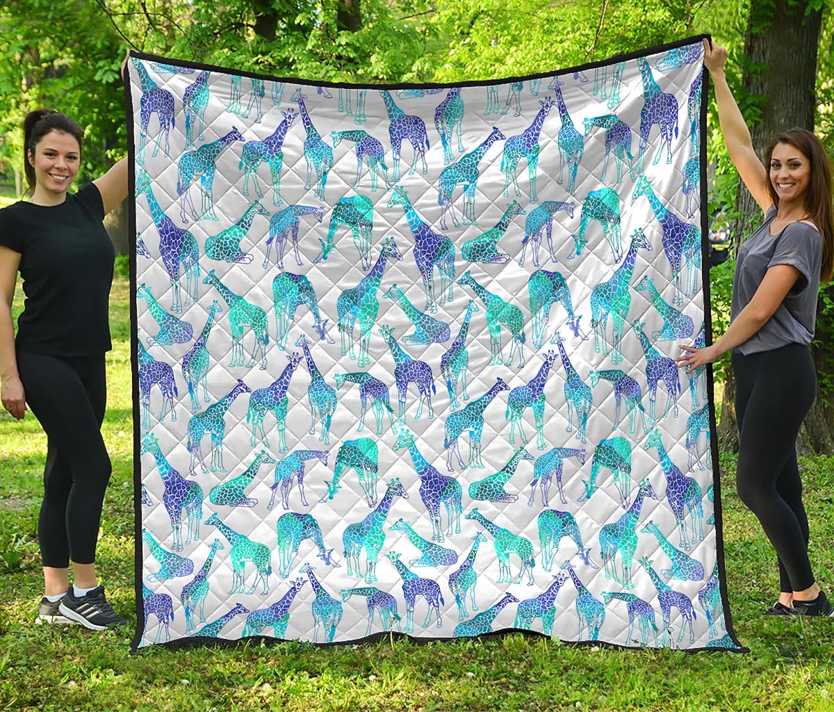 Turquoise Giraffe Pattern Print Quilt