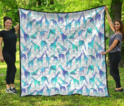 Turquoise Giraffe Pattern Print Quilt
