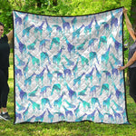 Turquoise Giraffe Pattern Print Quilt
