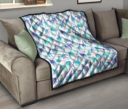 Turquoise Giraffe Pattern Print Quilt