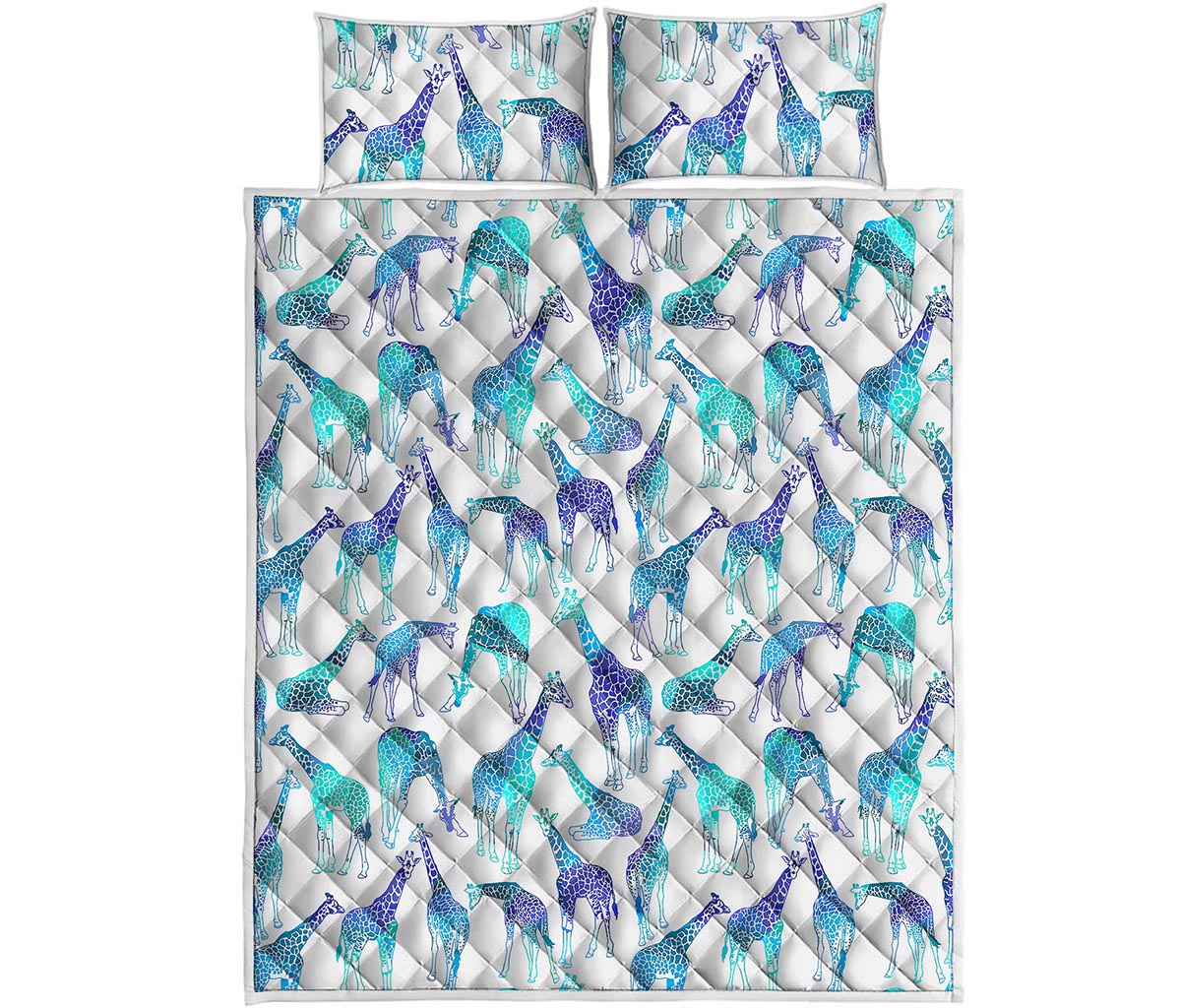 Turquoise Giraffe Pattern Print Quilt Bed Set