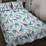 Turquoise Giraffe Pattern Print Quilt Bed Set