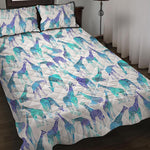 Turquoise Giraffe Pattern Print Quilt Bed Set