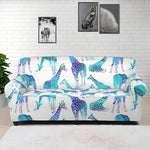 Turquoise Giraffe Pattern Print Sofa Cover