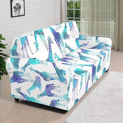 Turquoise Giraffe Pattern Print Sofa Cover