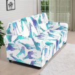 Turquoise Giraffe Pattern Print Sofa Cover
