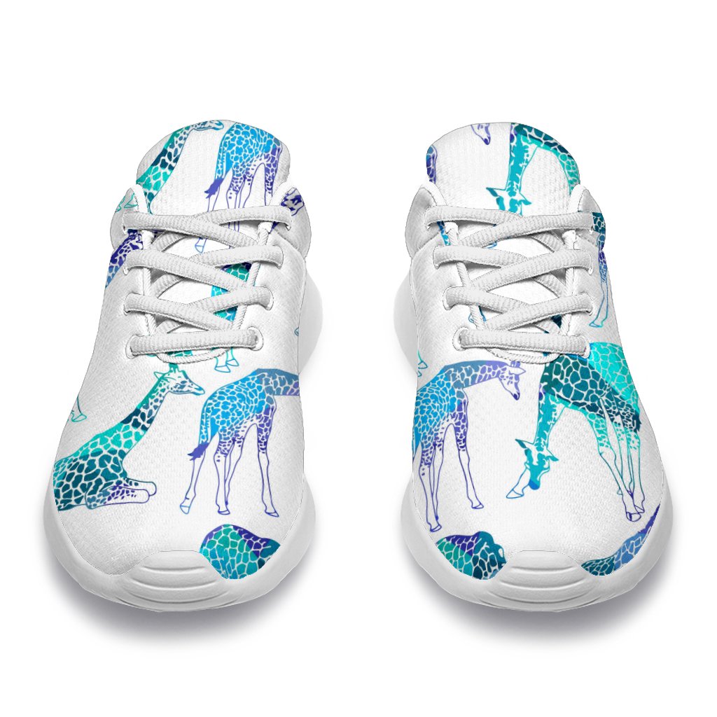 Turquoise Giraffe Pattern Print Sport Shoes GearFrost