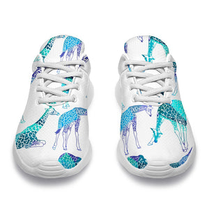 Turquoise Giraffe Pattern Print Sport Shoes GearFrost