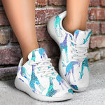 Turquoise Giraffe Pattern Print Sport Shoes GearFrost