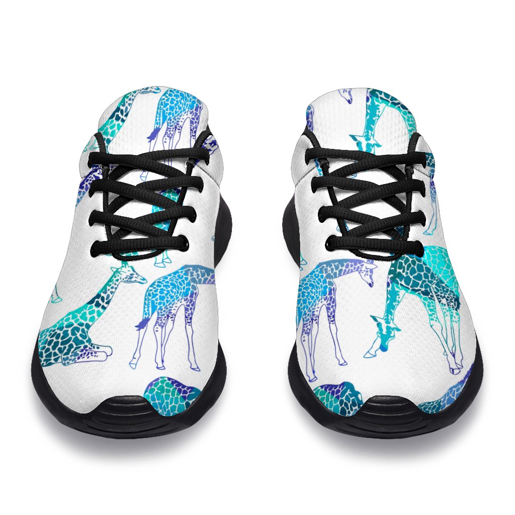 Turquoise Giraffe Pattern Print Sport Shoes GearFrost