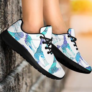 Turquoise Giraffe Pattern Print Sport Shoes GearFrost