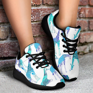 Turquoise Giraffe Pattern Print Sport Shoes GearFrost