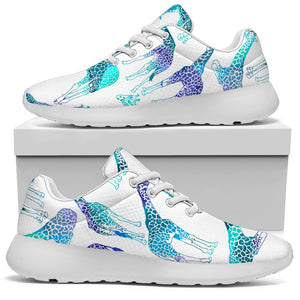 Turquoise Giraffe Pattern Print Sport Shoes GearFrost