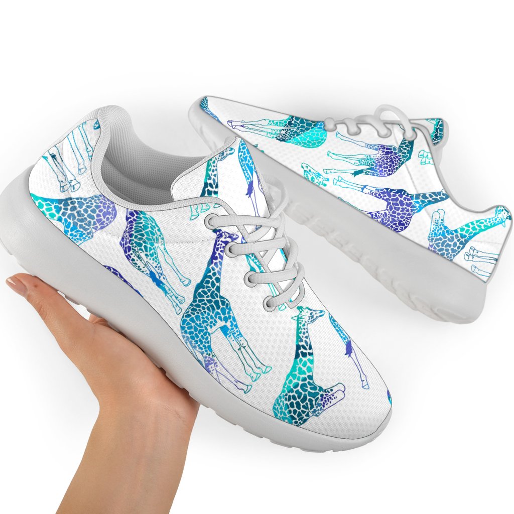 Turquoise Giraffe Pattern Print Sport Shoes GearFrost