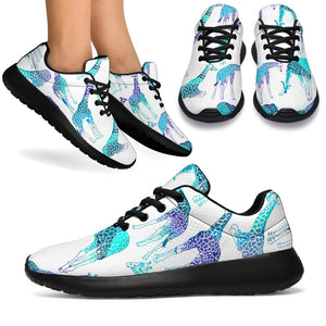 Turquoise Giraffe Pattern Print Sport Shoes GearFrost