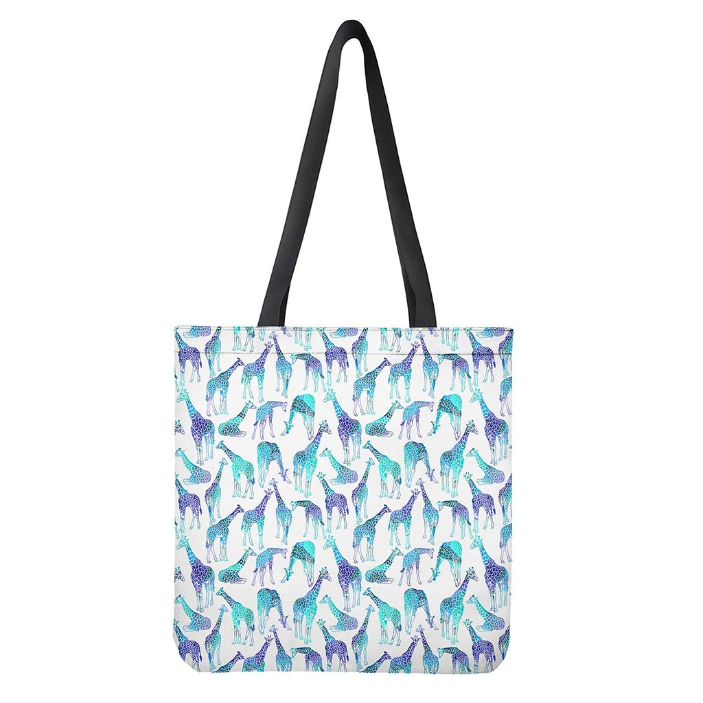 Turquoise Giraffe Pattern Print Tote Bag