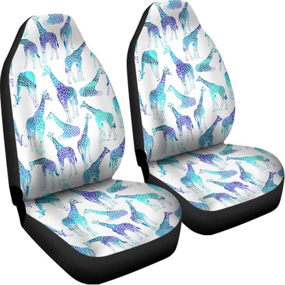 Turquoise Giraffe Pattern Print Universal Fit Car Seat Covers