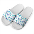 Turquoise Giraffe Pattern Print White Slide Sandals