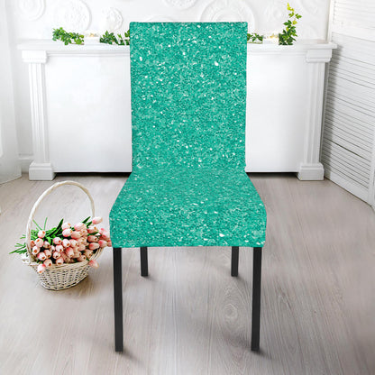 Turquoise Glitter Artwork Print Dining Chair Slipcover