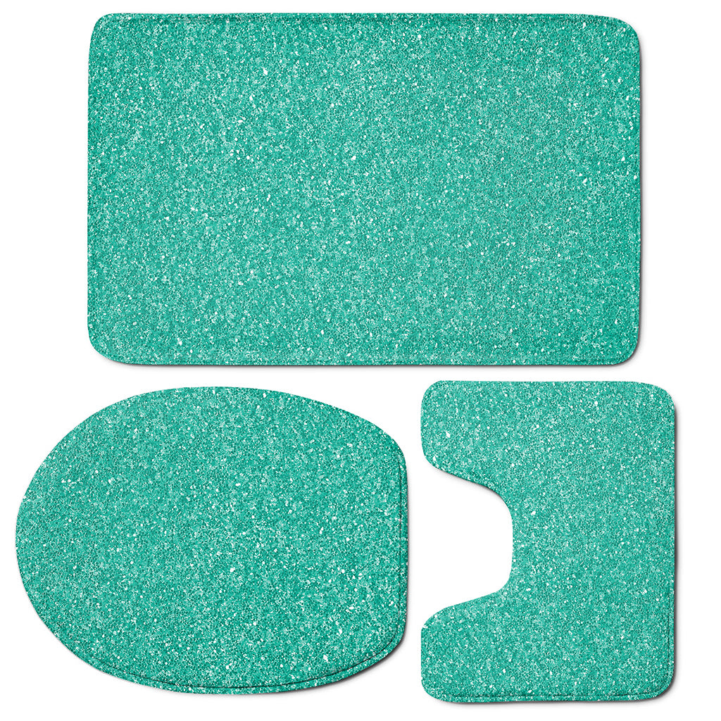 Turquoise Glitter Artwork Print (NOT Real Glitter) 3 Piece Bath Mat Set