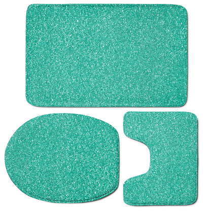 Turquoise Glitter Artwork Print (NOT Real Glitter) 3 Piece Bath Mat Set