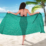 Turquoise Glitter Artwork Print (NOT Real Glitter) Beach Sarong Wrap