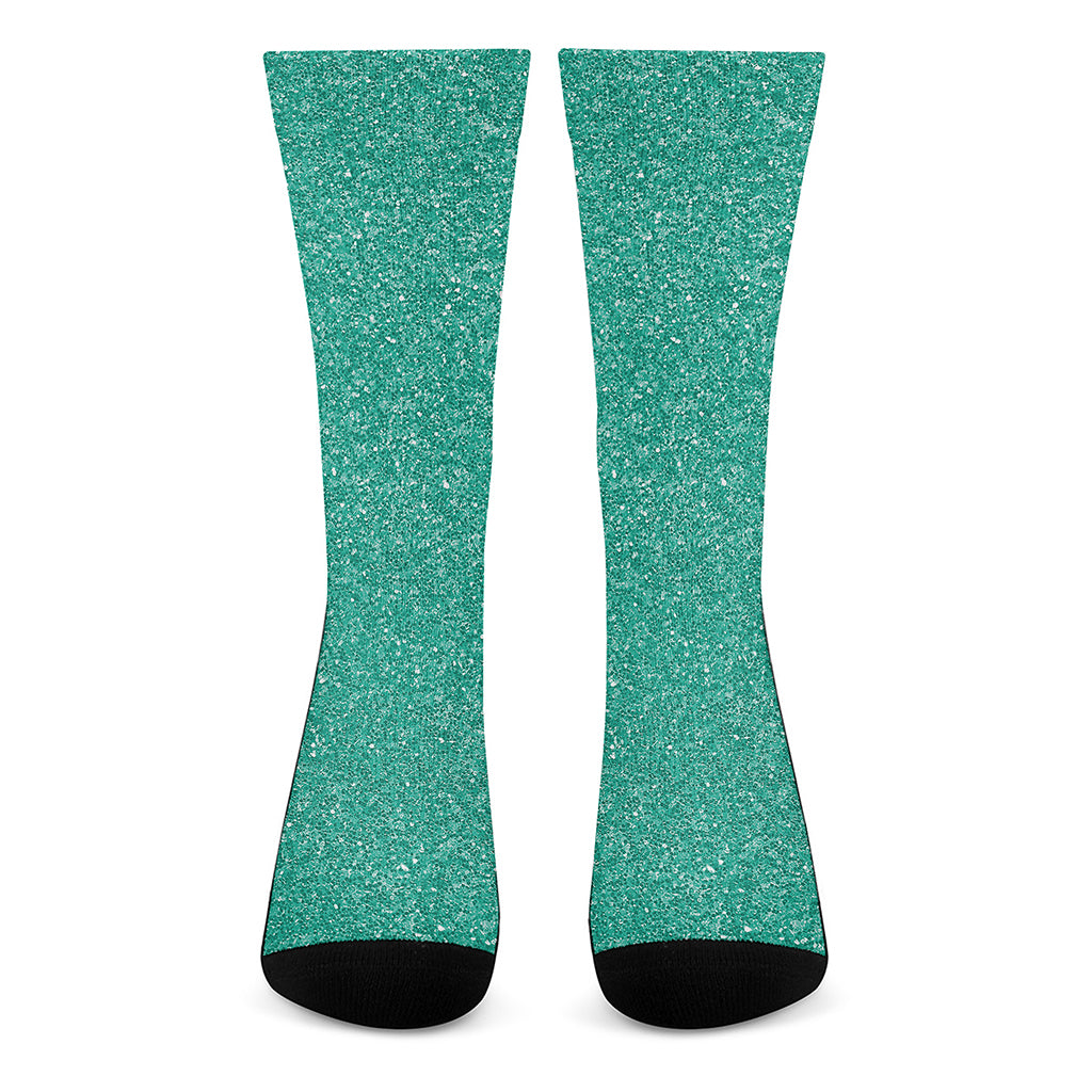 Turquoise Glitter Artwork Print (NOT Real Glitter) Crew Socks