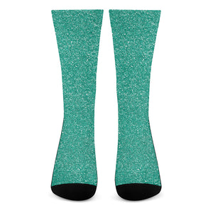 Turquoise Glitter Artwork Print (NOT Real Glitter) Crew Socks