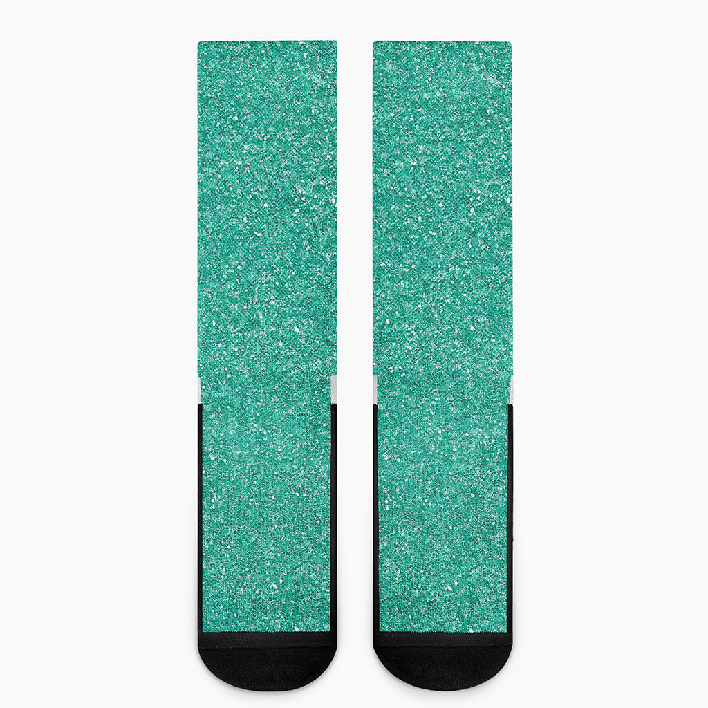 Turquoise Glitter Artwork Print (NOT Real Glitter) Crew Socks