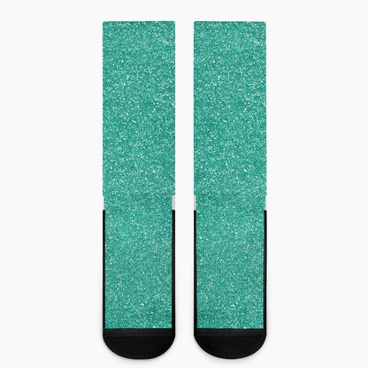 Turquoise Glitter Artwork Print (NOT Real Glitter) Crew Socks