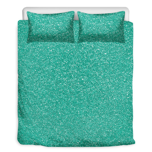 Turquoise Glitter Artwork Print (NOT Real Glitter) Duvet Cover Bedding Set