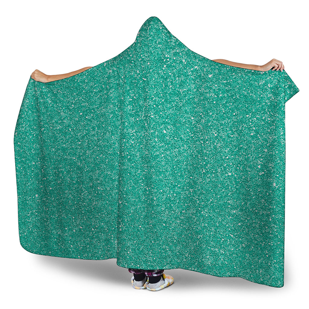 Turquoise Glitter Artwork Print (NOT Real Glitter) Hooded Blanket