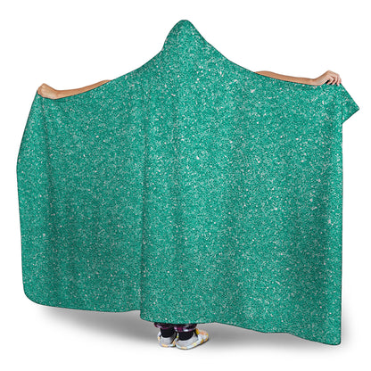 Turquoise Glitter Artwork Print (NOT Real Glitter) Hooded Blanket