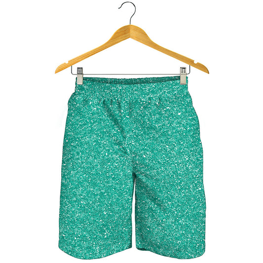 Turquoise Glitter Artwork Print (NOT Real Glitter) Men's Shorts