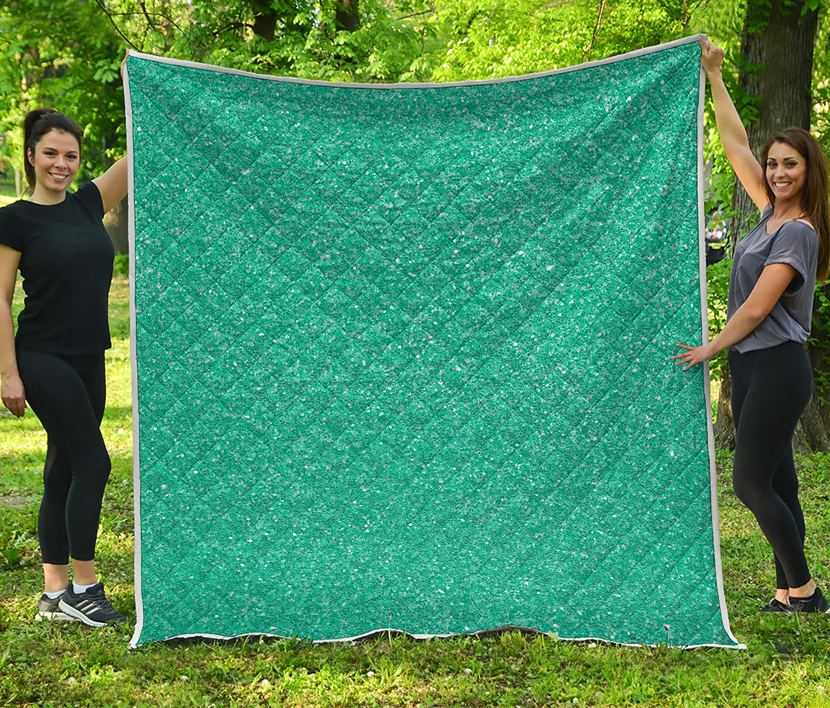 Turquoise Glitter Artwork Print (NOT Real Glitter) Quilt
