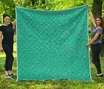 Turquoise Glitter Artwork Print (NOT Real Glitter) Quilt
