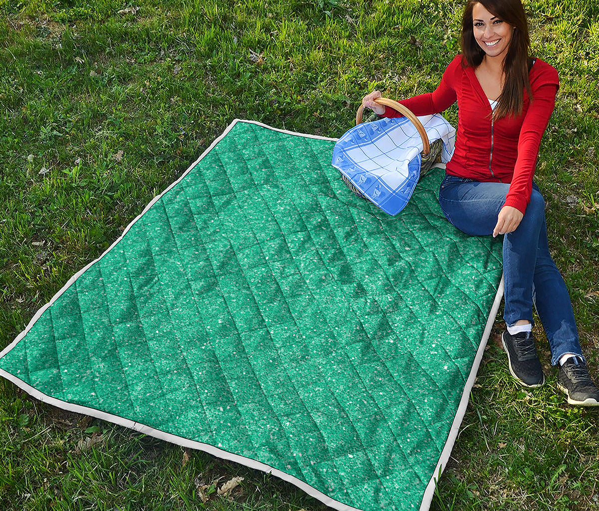 Turquoise Glitter Artwork Print (NOT Real Glitter) Quilt