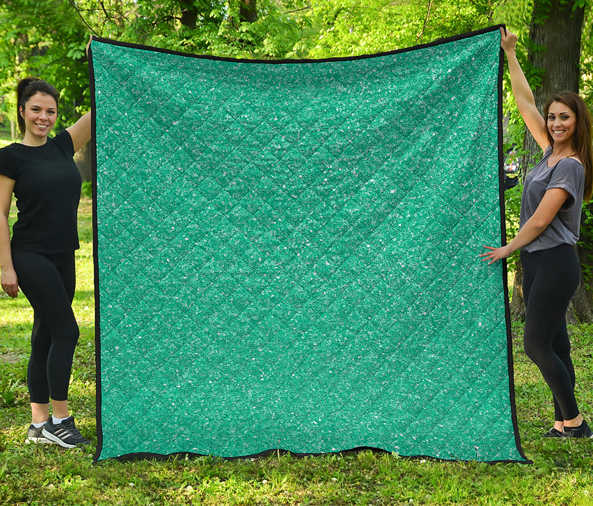 Turquoise Glitter Artwork Print (NOT Real Glitter) Quilt