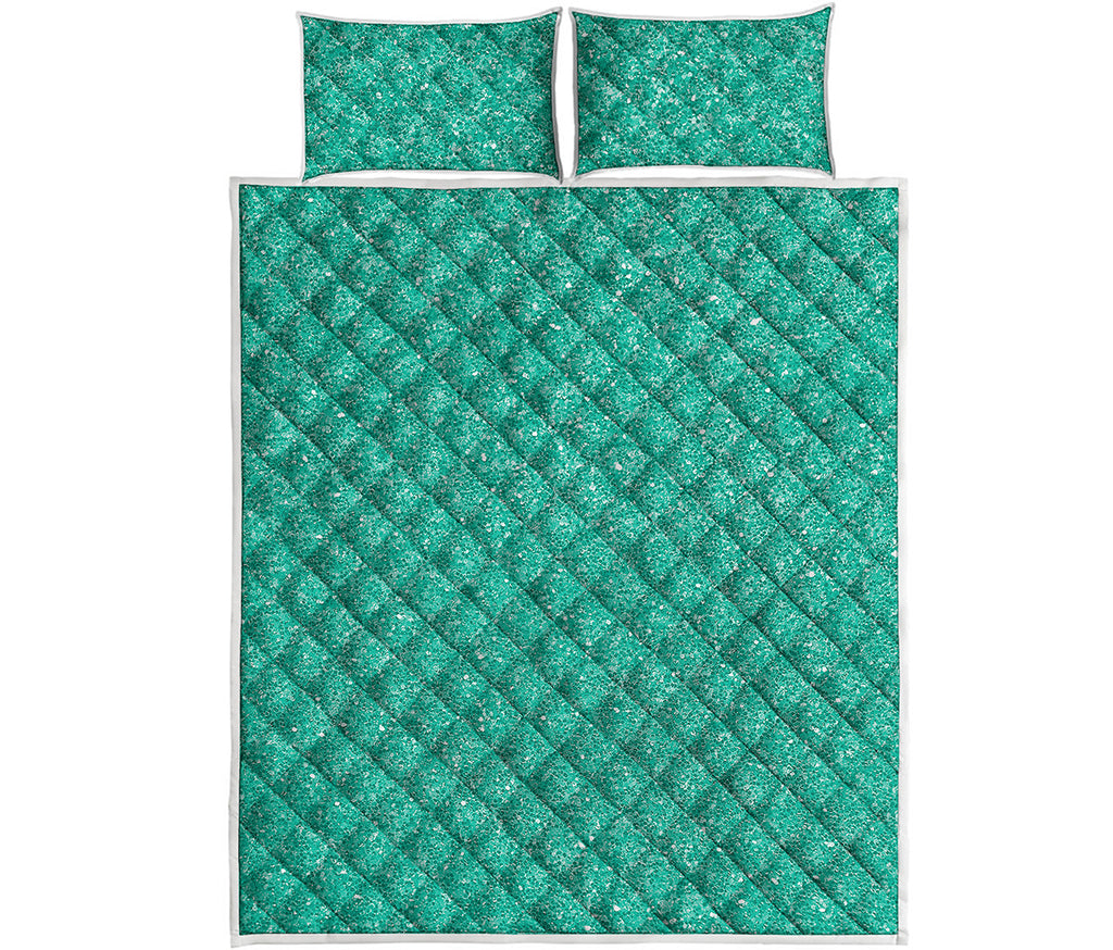 Turquoise Glitter Artwork Print (NOT Real Glitter) Quilt Bed Set