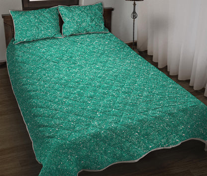 Turquoise Glitter Artwork Print (NOT Real Glitter) Quilt Bed Set