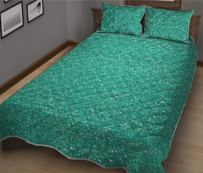 Turquoise Glitter Artwork Print (NOT Real Glitter) Quilt Bed Set